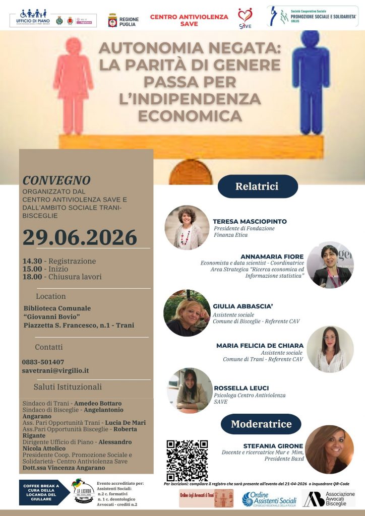 Convegno “Autonomia negata: la parità di genere passa per l’indipendenza economica”
