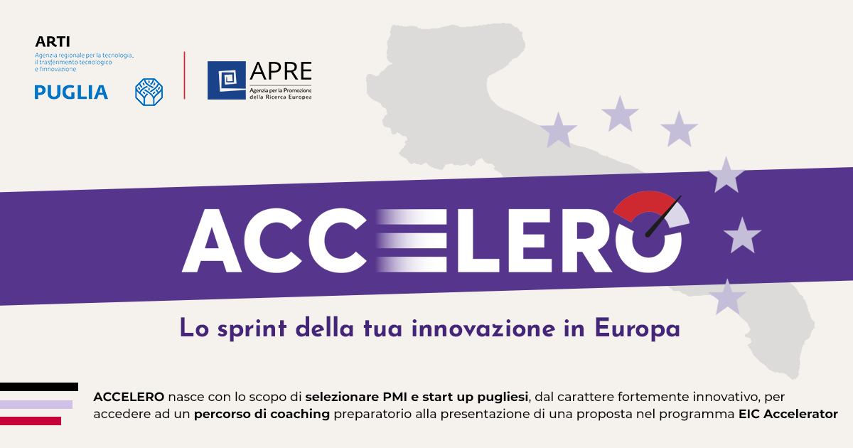Aperte le candidature per l’avviso “ACCELERO – Lo sprint per la tua innovazione in Europa”