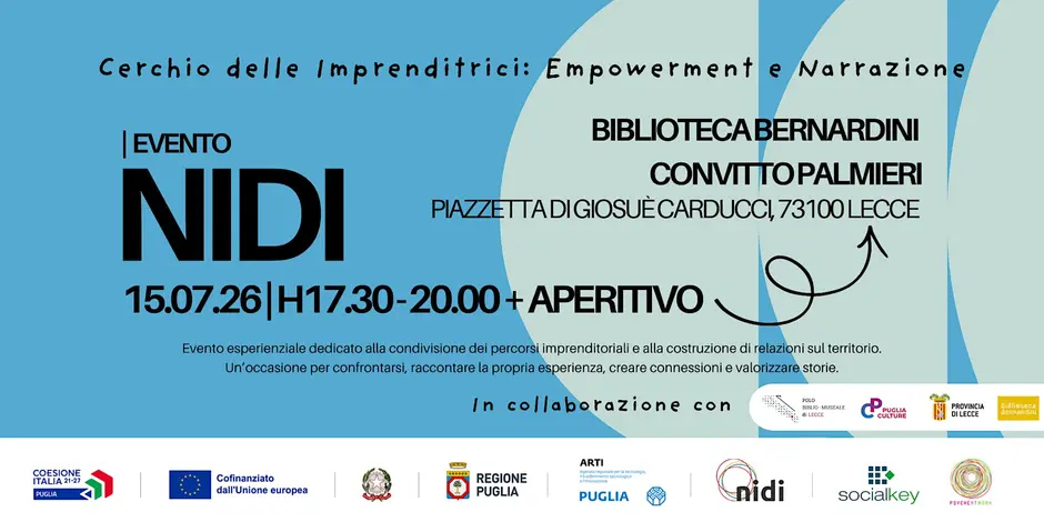 Accompagnamento NIDI: Cerchio delle imprenditrici, empowerment e narrazione il 15 luglio a Lecce