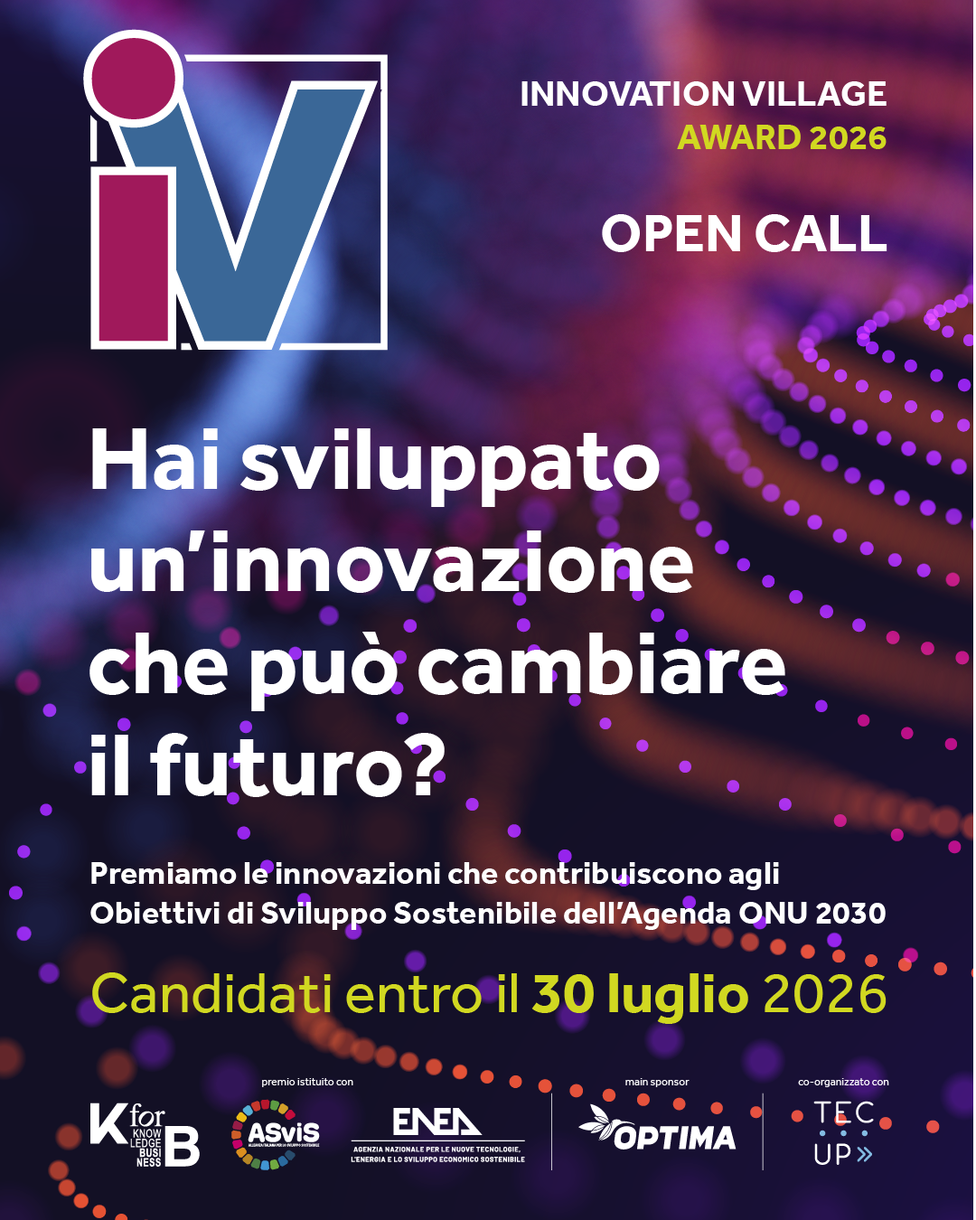 Innovation Village Award 2026, iscrizioni entro il 30 luglio