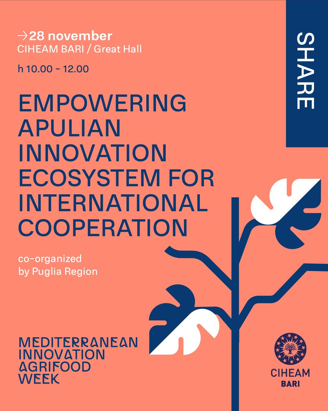 Il 28 novembre alla Mediterranean Innovation Agrifood Week 2025 il focus di Regione Puglia dedicato all’ecosistema pugliese dell’innovazione