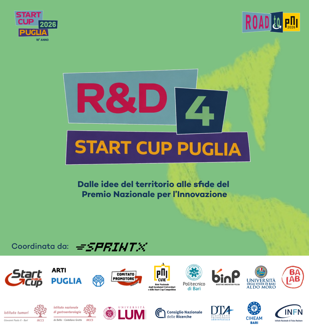 Dal 30 aprile le iscrizioni alla prima sub competition territoriale “Call 4 Ideas – R&D 4 Start Cup Puglia 2026”