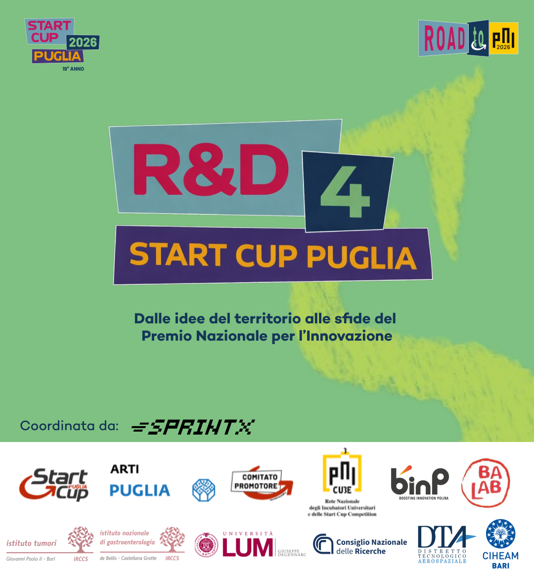 Dal 30 aprile le iscrizioni alla prima sub competition territoriale “Call 4 Ideas – R&D 4 Start Cup Puglia 2026”