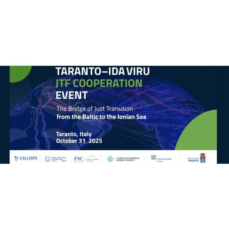 Il 31 ottobre a Taranto evento di cooperazione Italia-Estonia per la transizione giusta