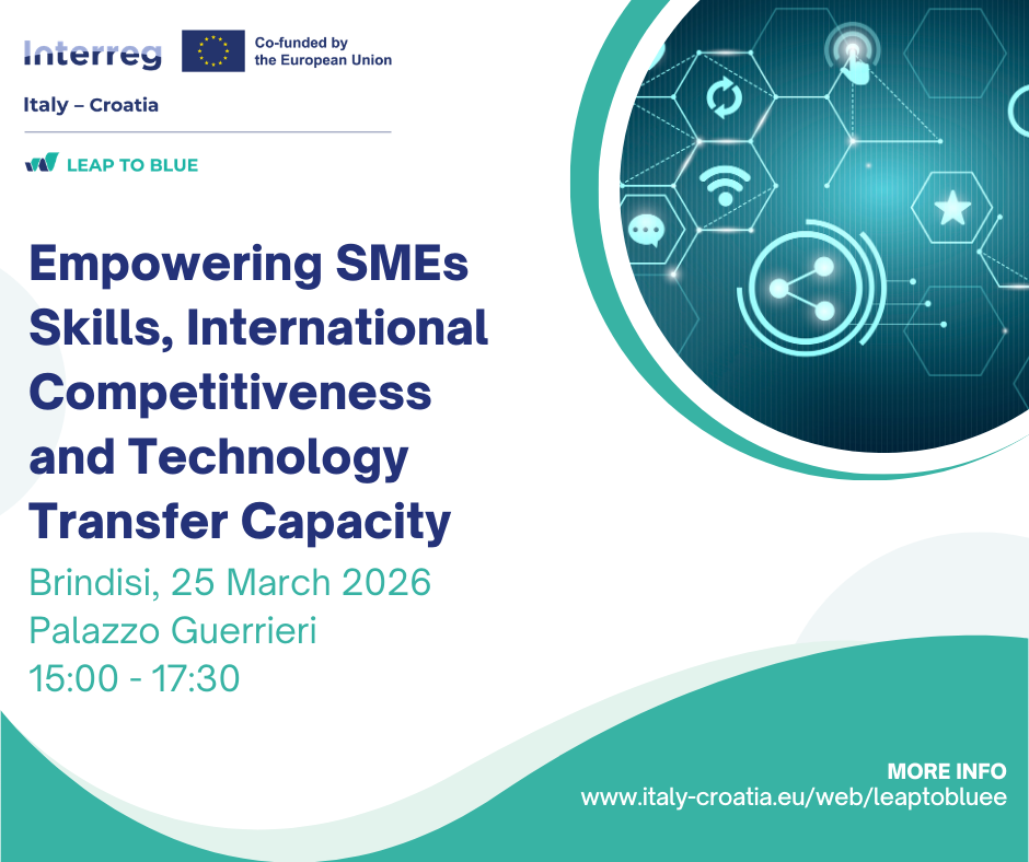 Leap to Blue: a Brindisi il workshop sullo schema di voucher per le PMI della Blue Economy