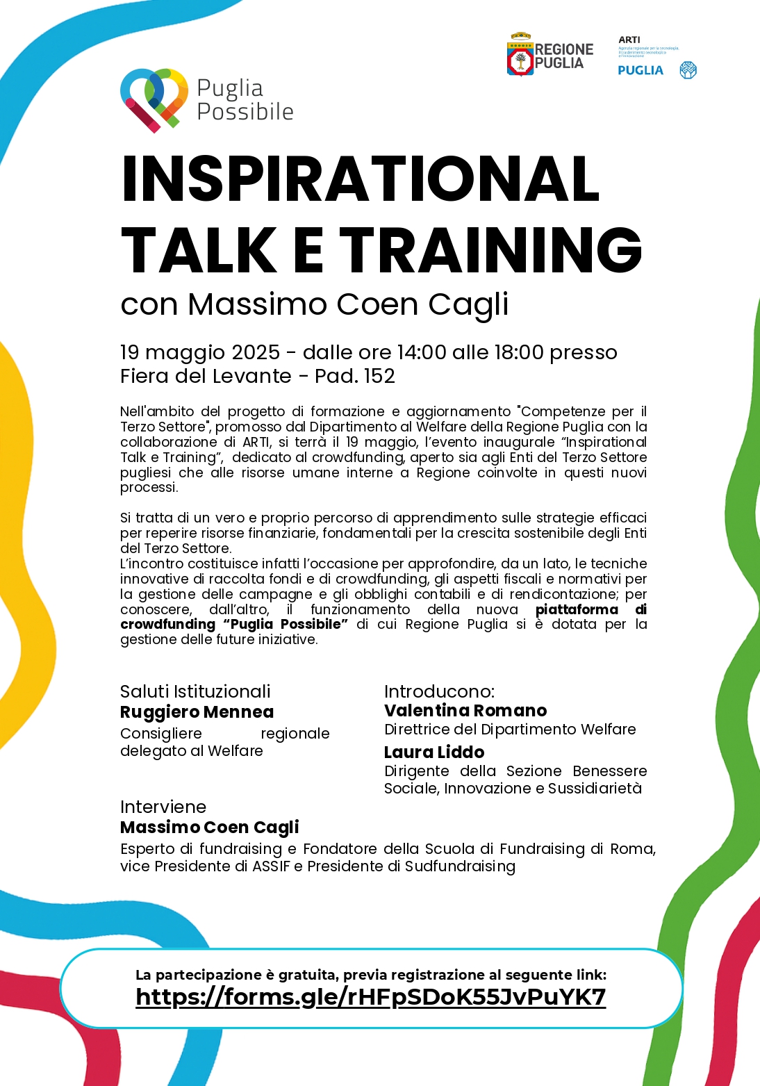 "Inspirational Talk e Training", il 19 maggio a Bari l'iniziativa dedicata al crowdfunding nel Terzo Settore
