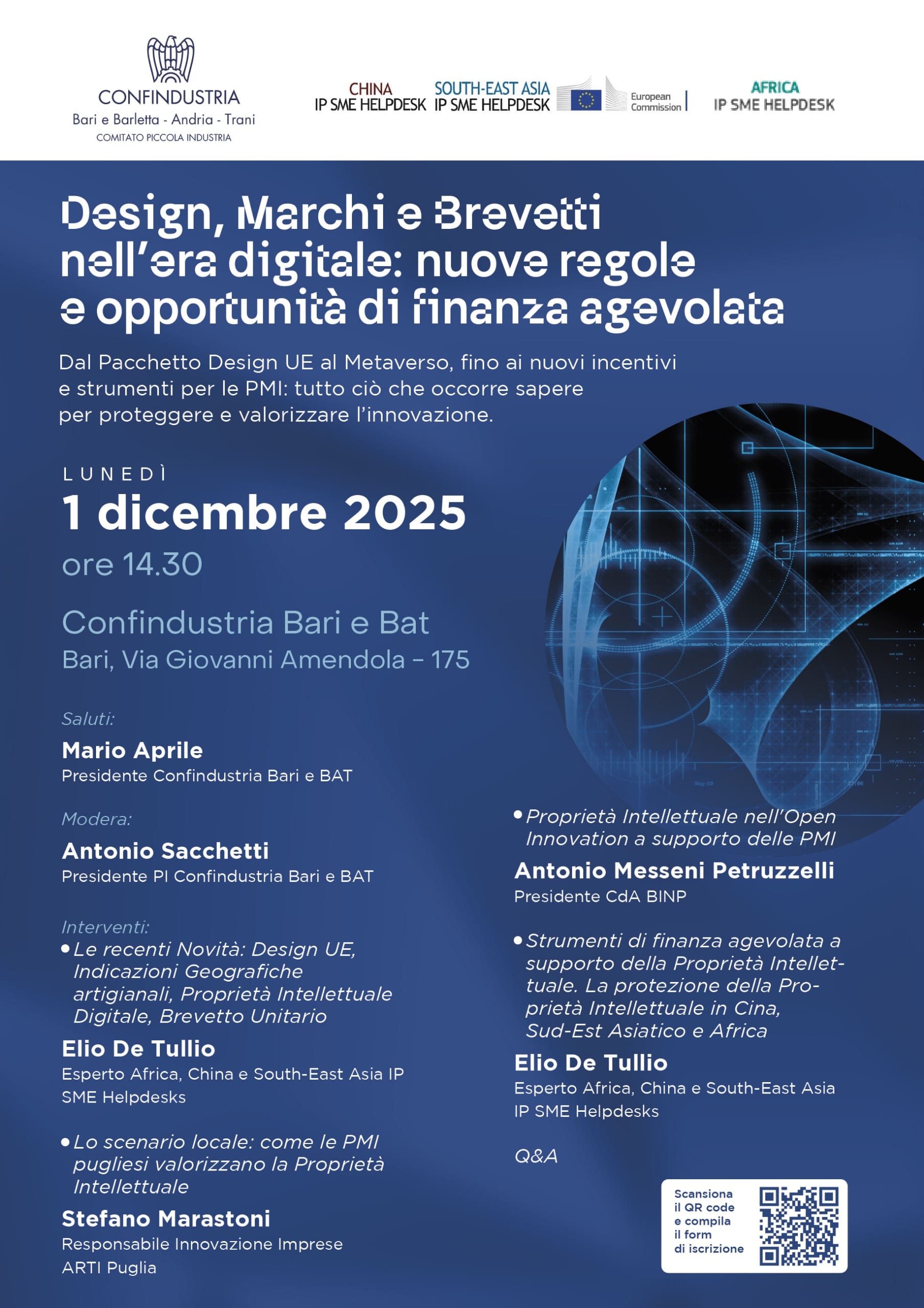 "Design, Marchi e Brevetti nell’Era digitale", incontro il 1° dicembre nella sede di Confindustria Bari e Bat