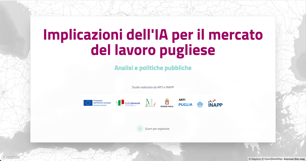Report su AI e lavoro in Puglia consultabile in modalità interattiva sul sito dell’Osservatorio