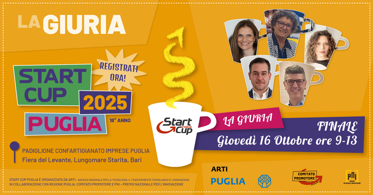 Start Cup Puglia 2025, nominata la Giuria in vista della Finale del 16 ottobre