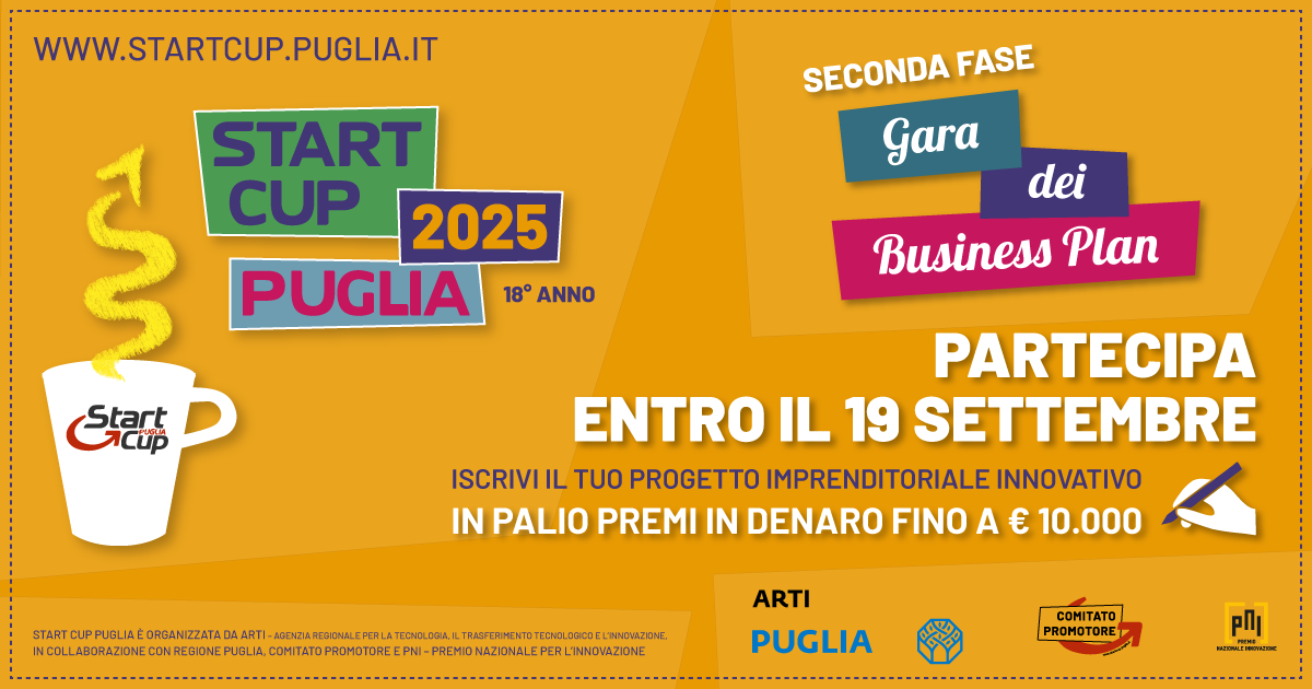 Al via la fase delle candidature della Start Cup Puglia edizione 2025