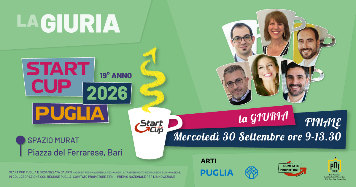 Start Cup Puglia 2026, ecco la Giuria tecnica della 19esima edizione