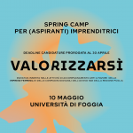 Spring Camp "Valorizzarsì" a Foggia, prorogate le iscrizioni al 30 aprile