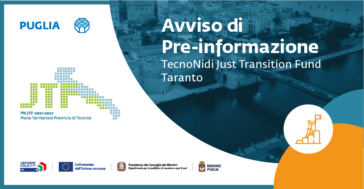 Approvata la scheda di pre-informazione del bando “TecnoNidi Just Transition Fund Taranto”
