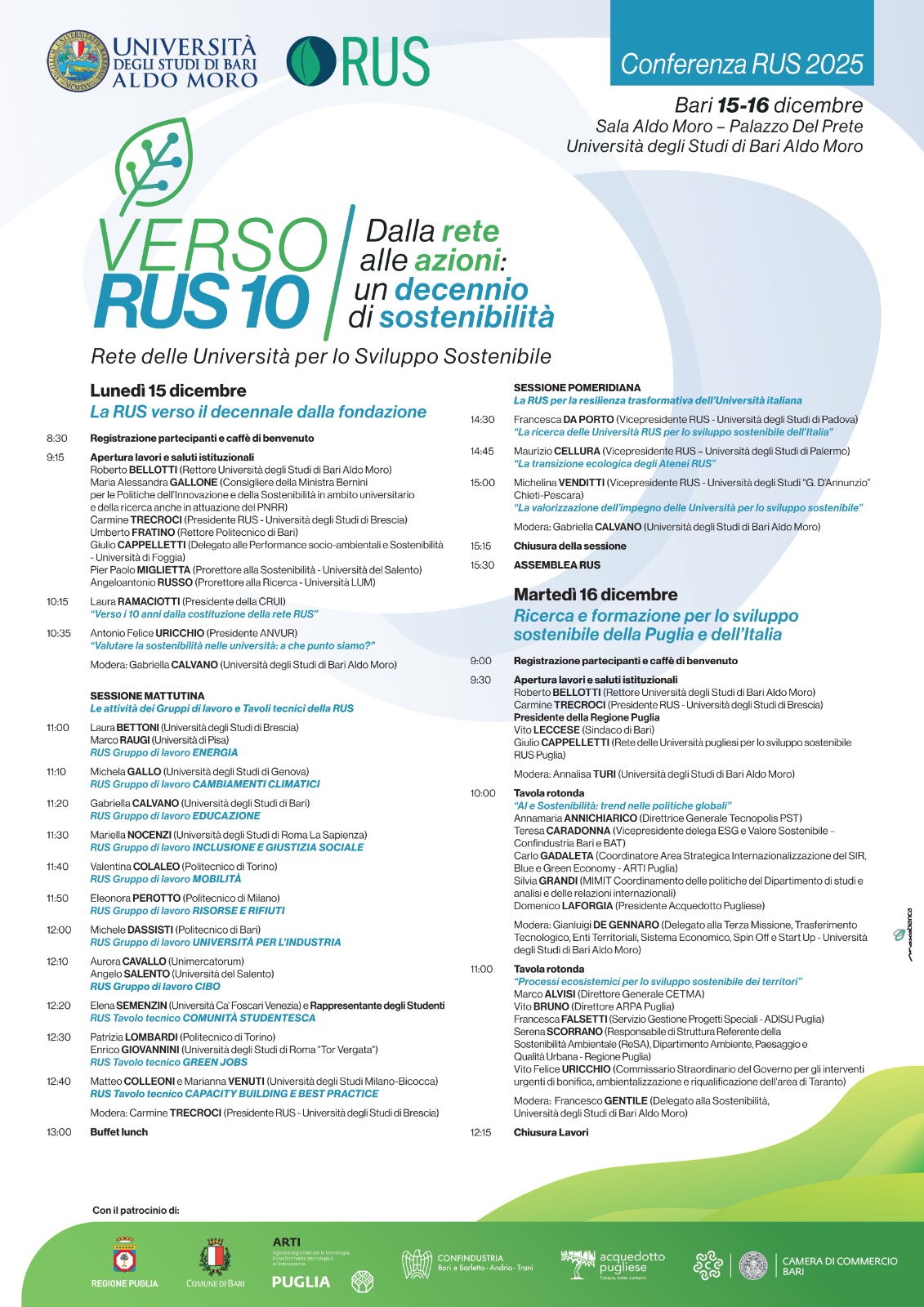 Il 15 e 16 dicembre a Bari la conferenza RUS