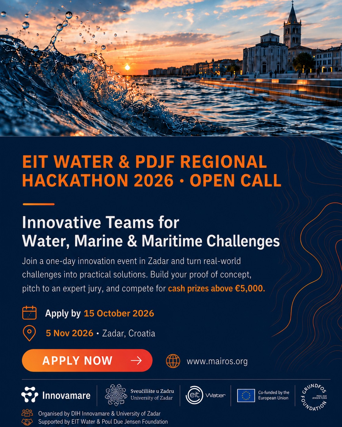 Innovazione per l’acqua e l’economia blu: aperta la call per l’EIT Water & PDJF Regional Hackathon 2026