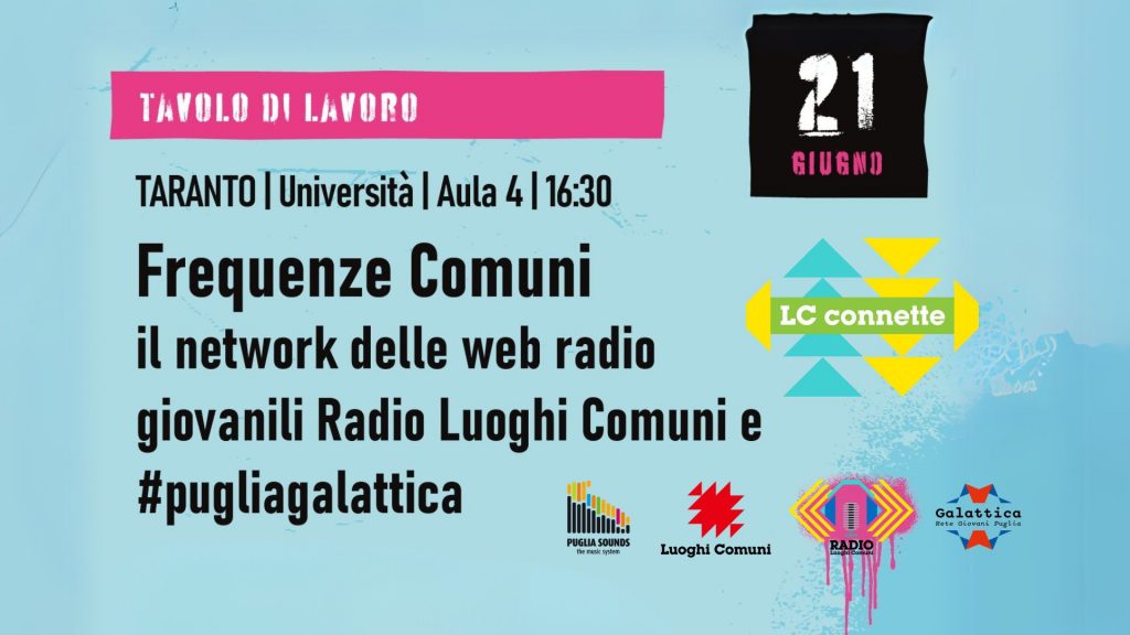 Il 21 giugno a Taranto “Frequenze Comuni”, l’iniziativa di ARTI, Regione Puglia e Puglia Sounds inserita nel Medimex