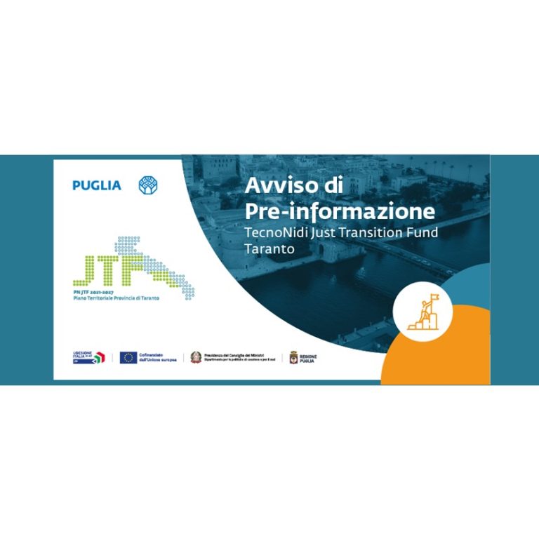 Approvata la scheda di pre-informazione del bando “TecnoNidi Just Transition Fund Taranto”