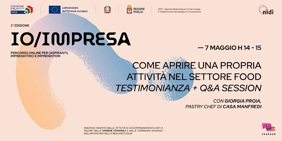 “Come aprire un’attività nel settore food”, il 7 maggio prossimo webinar di Io/Impresa – crescere con il tuo business