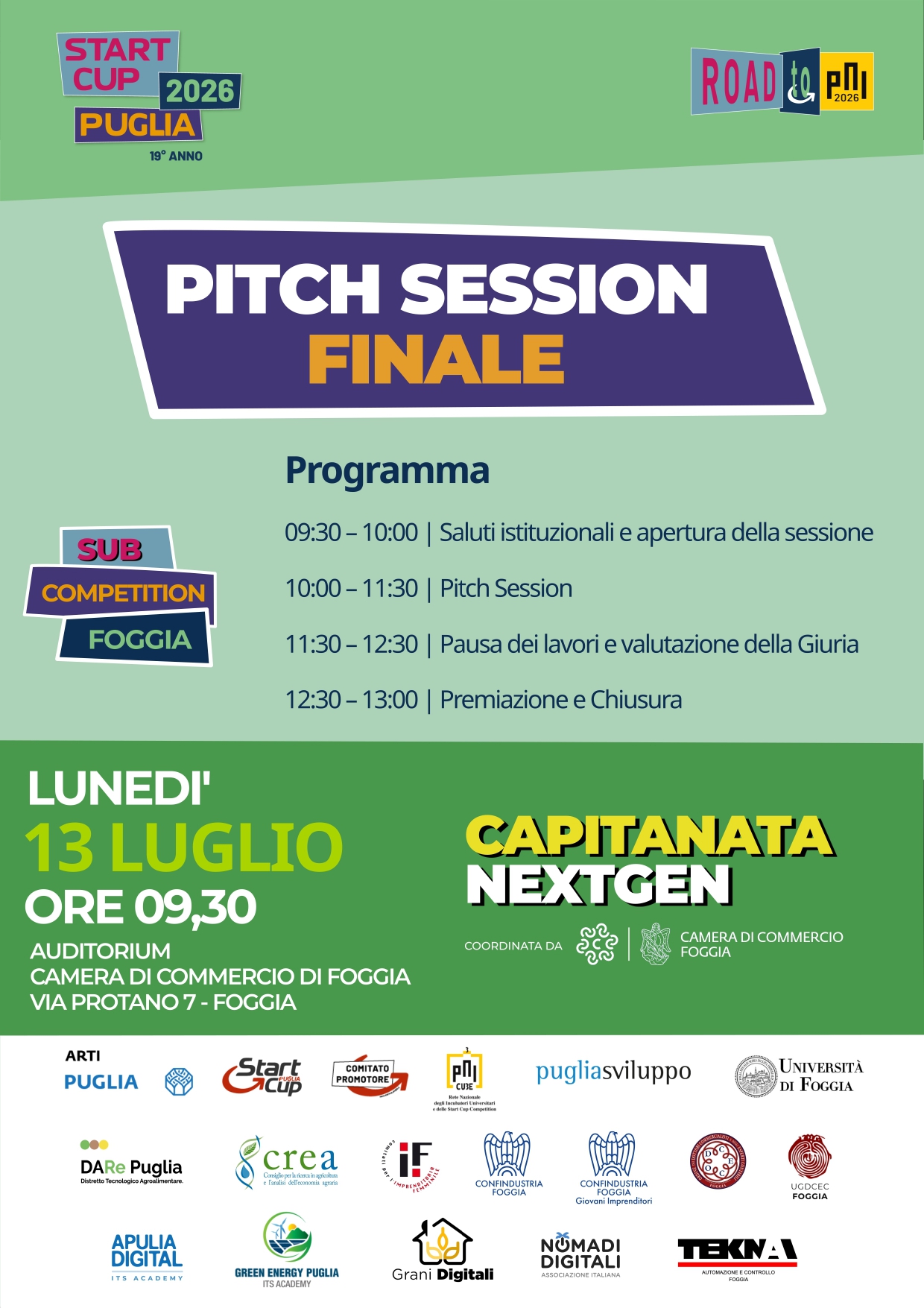 Il 13 luglio a Foggia la finale della sub competition territoriale della Start Cup Puglia