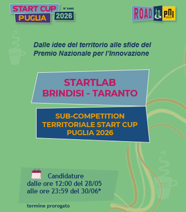 Prorogate al 30 giugno le candidature a StartLab Brindisi – Taranto
